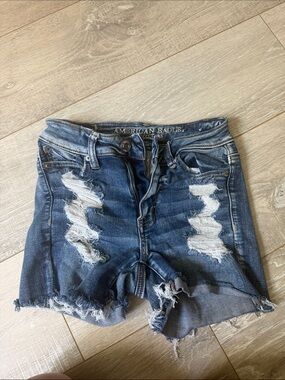 American Eagle Outfitters Vintage Dark Blue Distressed Denim Shorts